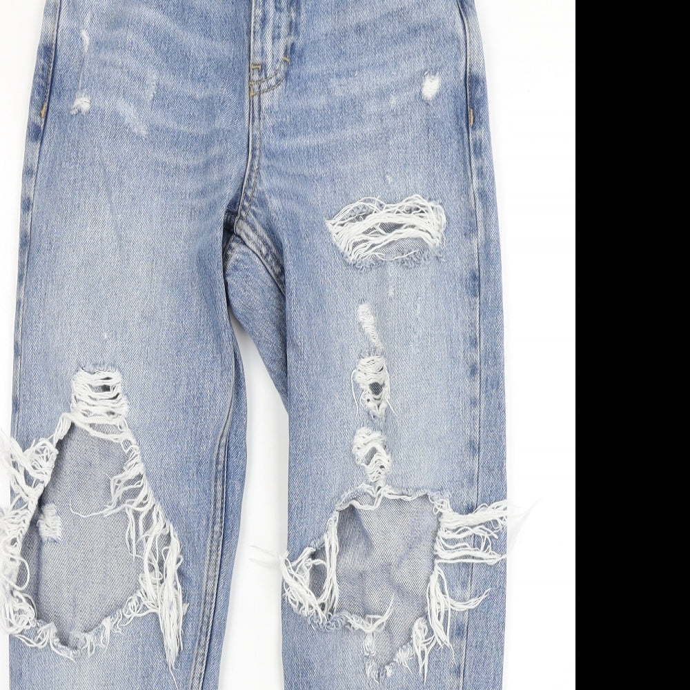 Topshop Womens Blue  Cotton Mom Jeans Size 26 in L28 in Regular