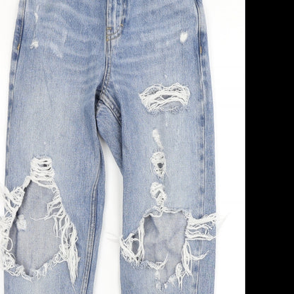 Topshop Womens Blue  Cotton Mom Jeans Size 26 in L28 in Regular