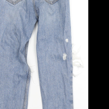 Topshop Womens Blue  Cotton Mom Jeans Size 26 in L28 in Regular