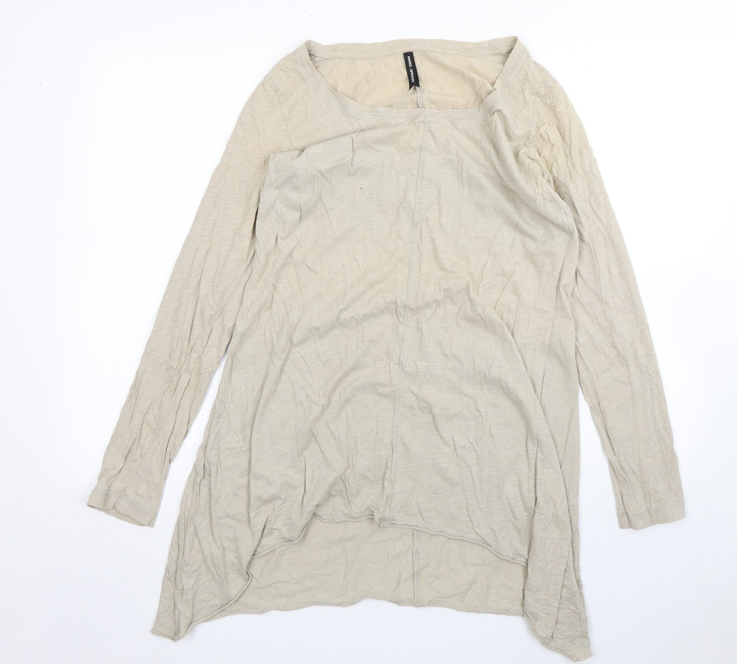 M&S Womens Beige  Cotton T-Shirt Dress  Size 14  Round Neck