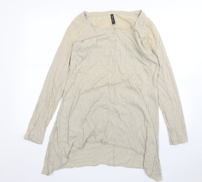 M&S Womens Beige  Cotton T-Shirt Dress  Size 14  Round Neck