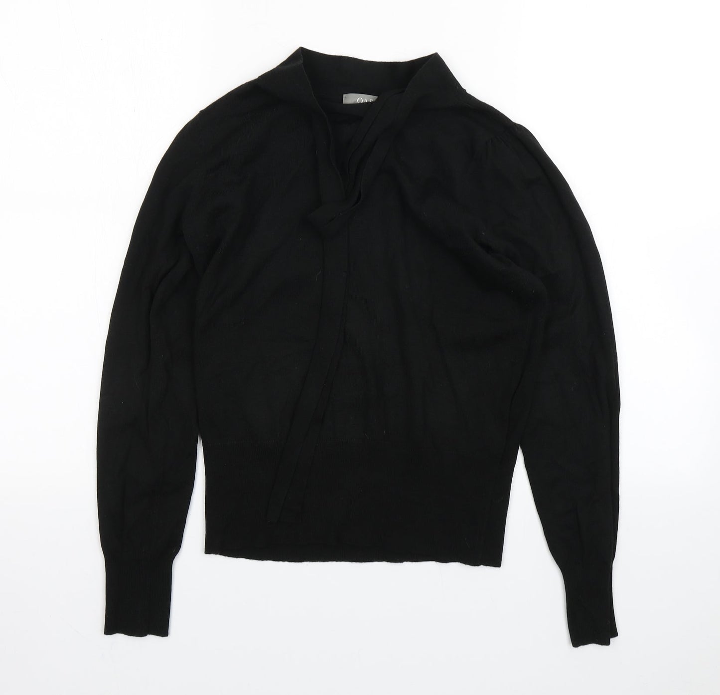 Oasis Womens Black Round Neck  Acrylic Pullover Jumper Size S