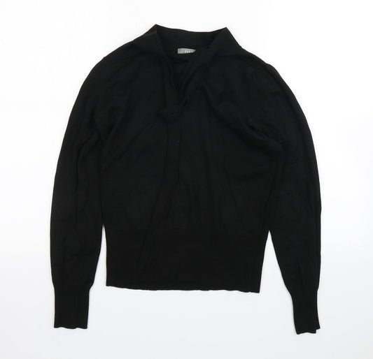 Oasis Womens Black Round Neck  Acrylic Pullover Jumper Size S