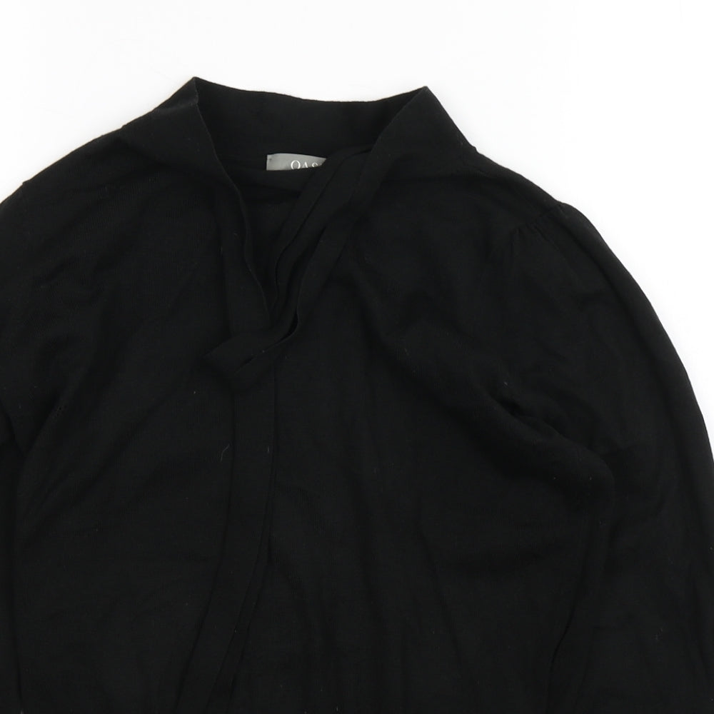 Oasis Womens Black Round Neck  Acrylic Pullover Jumper Size S