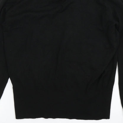 Oasis Womens Black Round Neck  Acrylic Pullover Jumper Size S