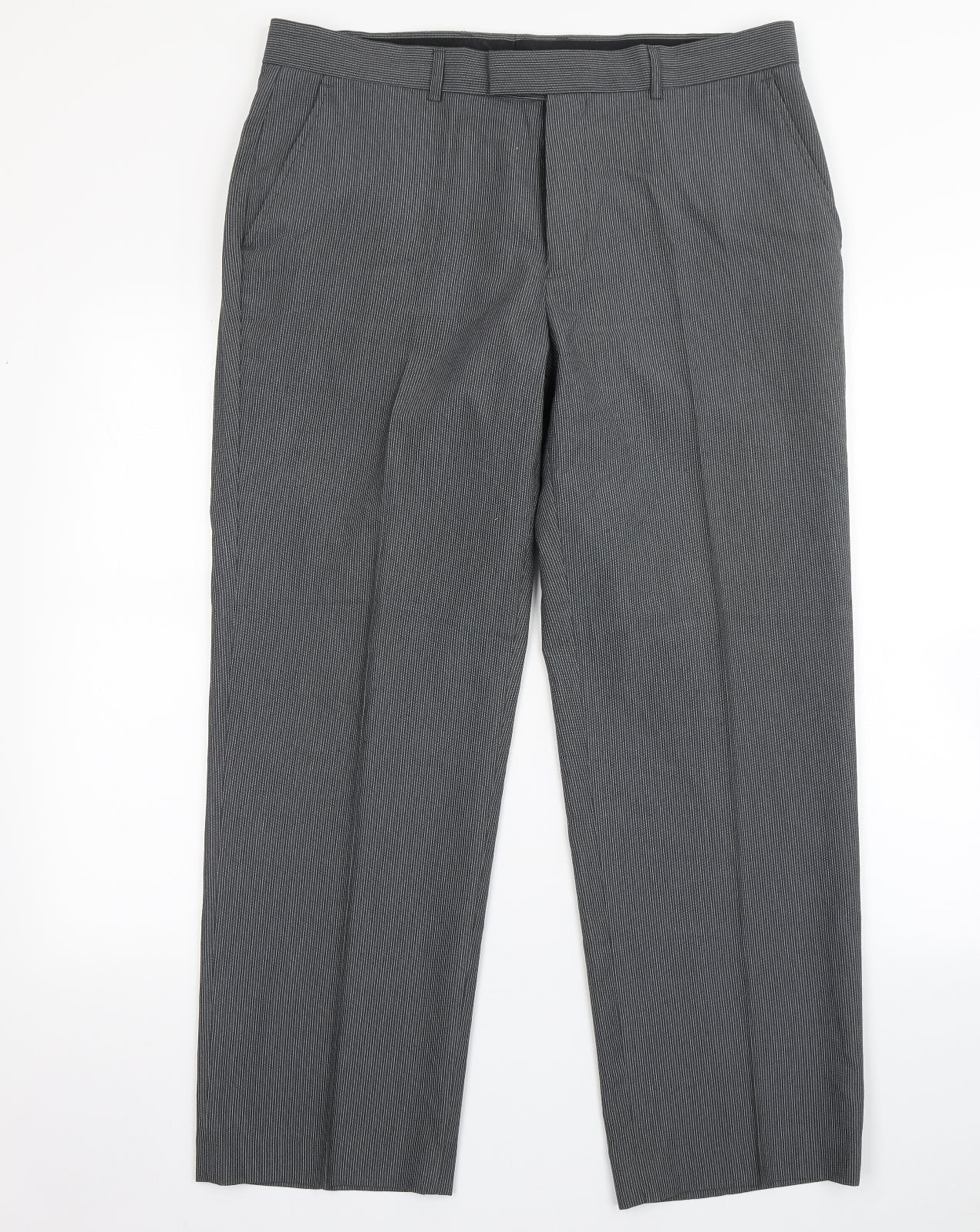 Burton  Womens Grey Striped Polyester Trousers  Size 36 L30 in Regular