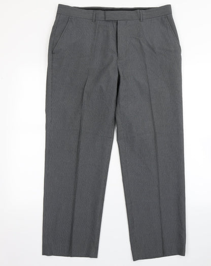 Burton  Womens Grey Striped Polyester Trousers  Size 36 L30 in Regular