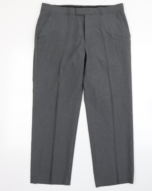 Burton  Womens Grey Striped Polyester Trousers  Size 36 L30 in Regular