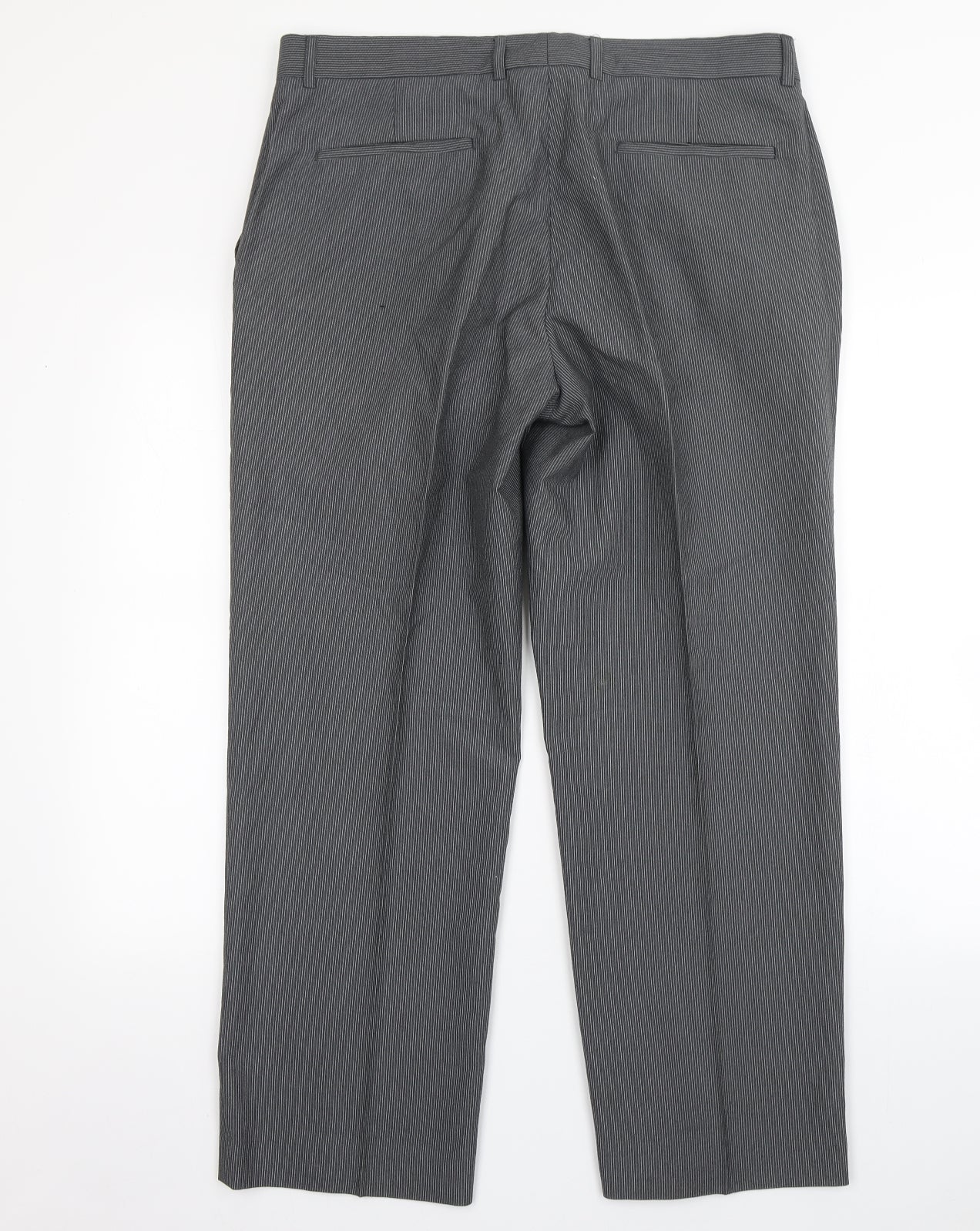 Burton  Womens Grey Striped Polyester Trousers  Size 36 L30 in Regular