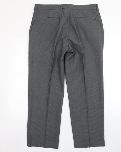 Burton  Womens Grey Striped Polyester Trousers  Size 36 L30 in Regular