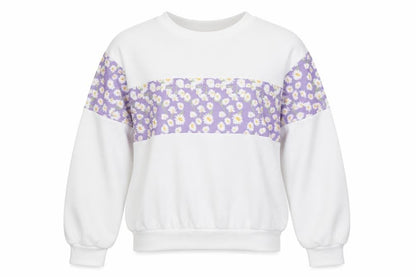 Front view of I SAW IT FIRST women’s white floral polyester pullover sweatshirt, size UK 6