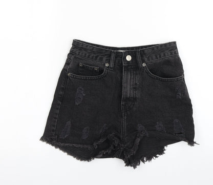 In the Style Womens Black  Cotton Cut-Off Shorts Size 6 L3 in Regular