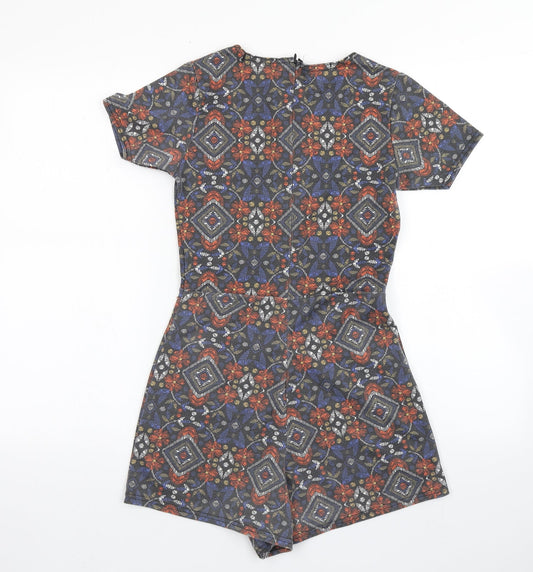 Boohoo Womens Multicoloured Batik Polyester Playsuit One-Piece Size 8 L4 in