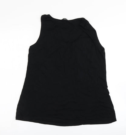 George Womens Black  Viscose Basic Tank Size 14 Round Neck