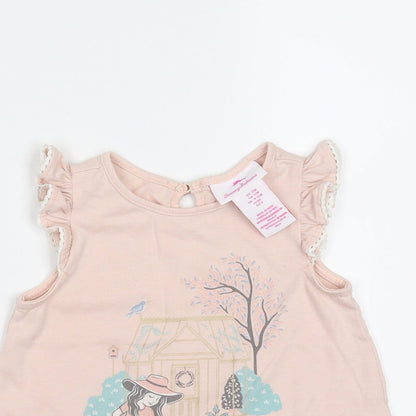 Tommy Bahama Baby Pink  Cotton Basic T-Shirt Size 12 Months Round Neck  - Garden Print