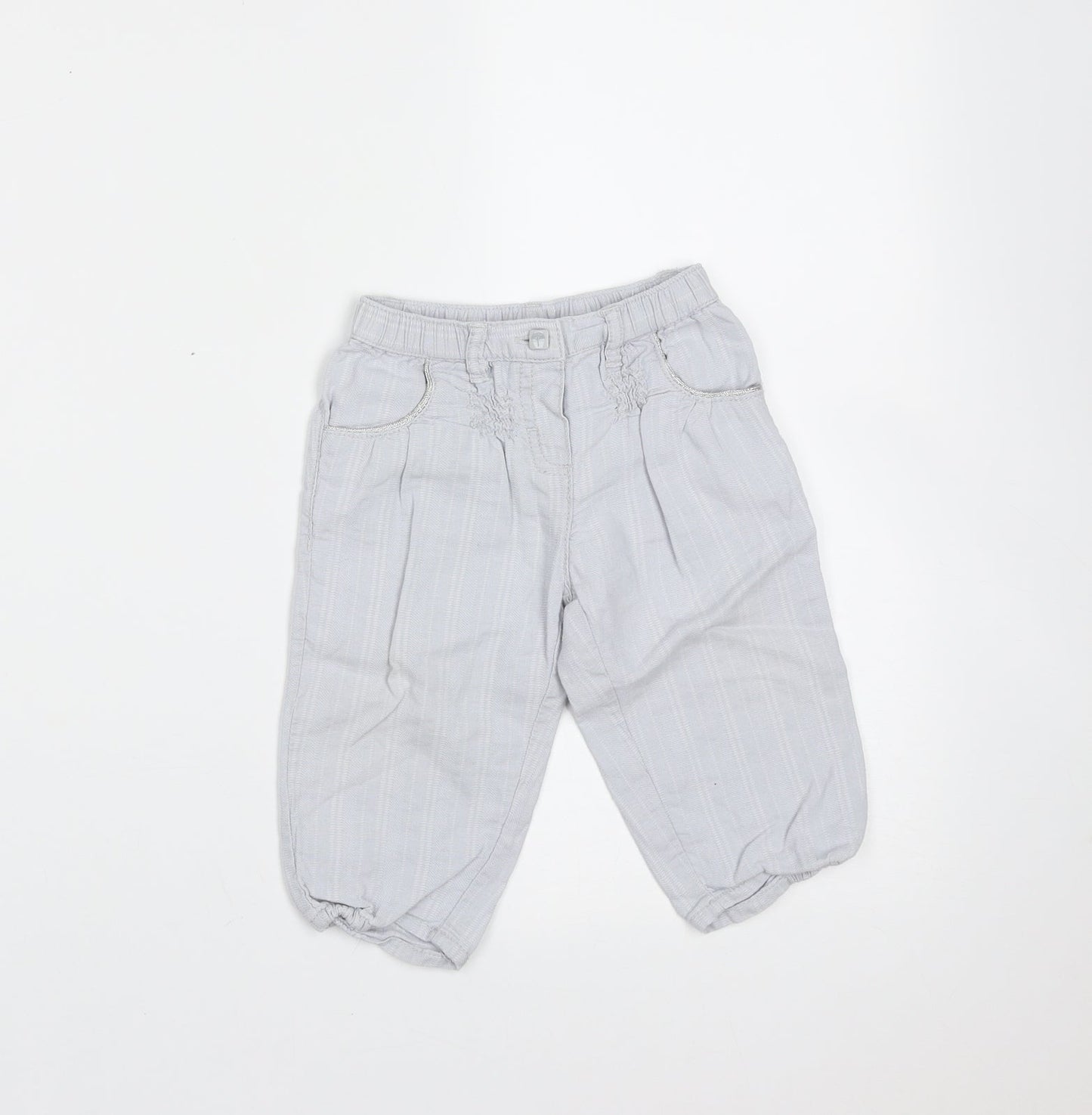 Obaibi Girls Blue Striped Cotton  Trousers Size 12 Months