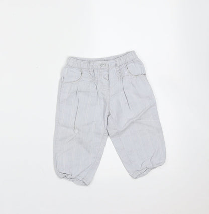 Obaibi Girls Blue Striped Cotton  Trousers Size 12 Months