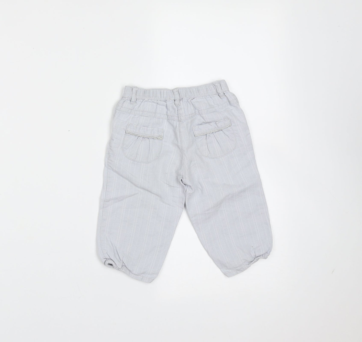Obaibi Girls Blue Striped Cotton  Trousers Size 12 Months