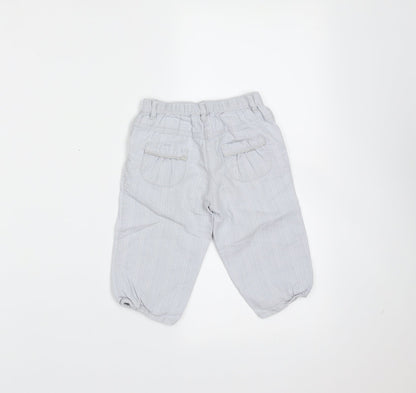 Obaibi Girls Blue Striped Cotton  Trousers Size 12 Months