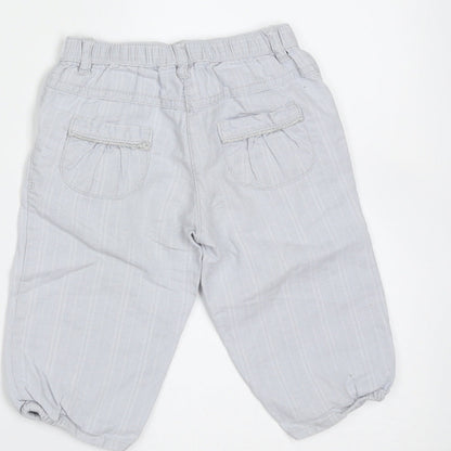 Obaibi Girls Blue Striped Cotton  Trousers Size 12 Months