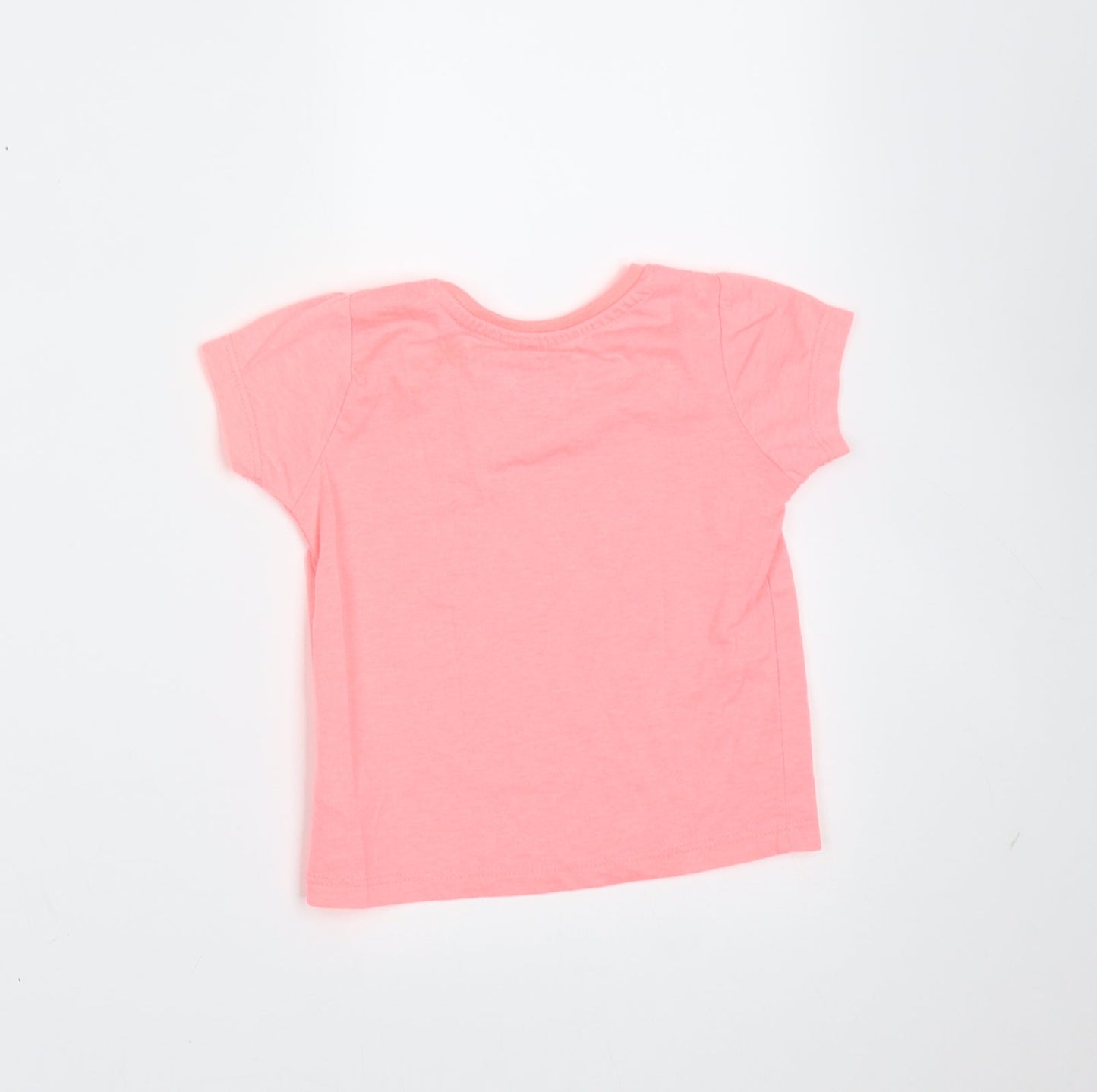 Primark Girls Pink  Polyester Basic T-Shirt Size 9-12 Months Round Neck  - mermaids