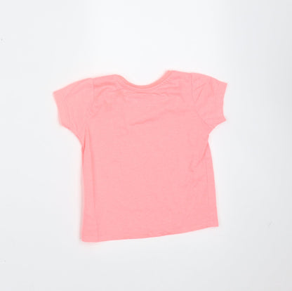 Primark Girls Pink  Polyester Basic T-Shirt Size 9-12 Months Round Neck  - mermaids