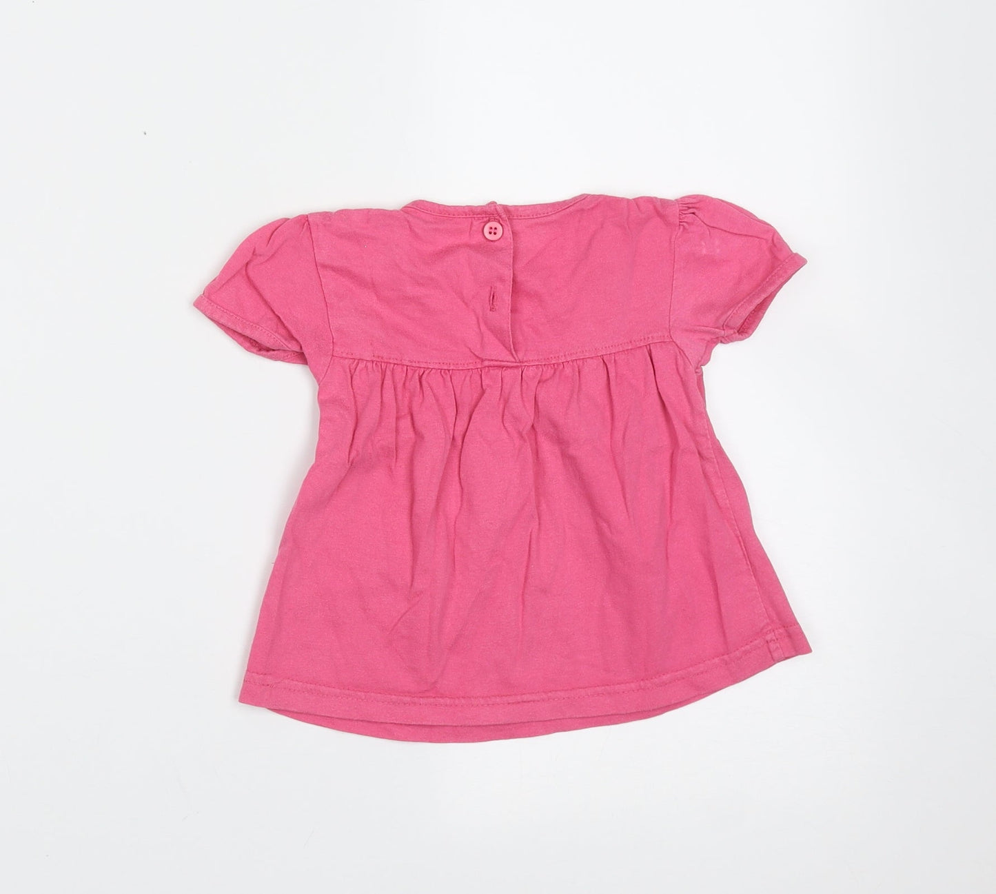 Baby Girls Pink  Cotton Basic T-Shirt Size 9-12 Months Round Neck
