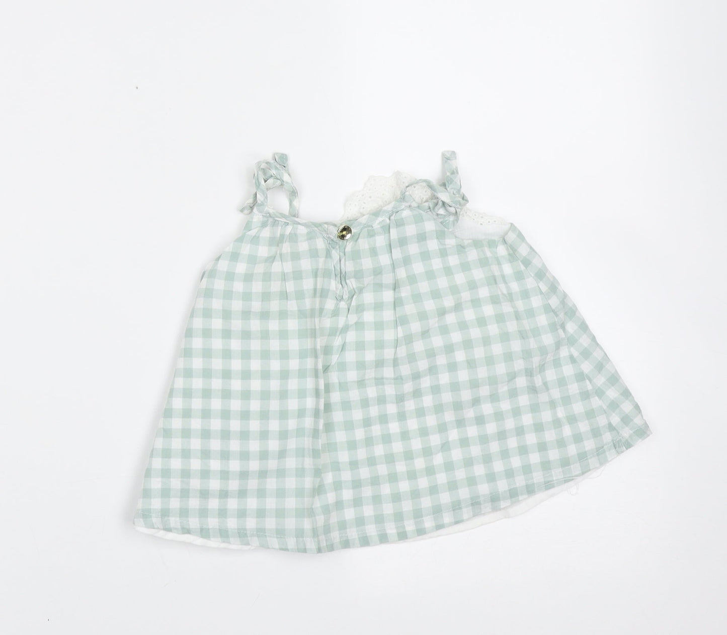 Tommy Bahama Girls Green Gingham Cotton Camisole Blouse Size 12 Months Round Neck