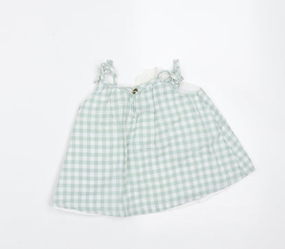 Tommy Bahama Girls Green Gingham Cotton Camisole Blouse Size 12 Months Round Neck