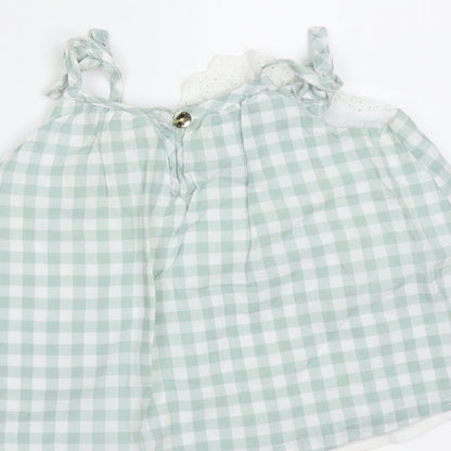 Tommy Bahama Girls Green Gingham Cotton Camisole Blouse Size 12 Months Round Neck