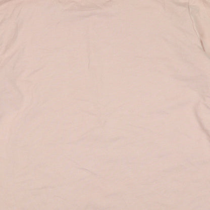 Brand and care label for Papaya women’s pink cotton pullover sweatshirt, size L, - star pattern