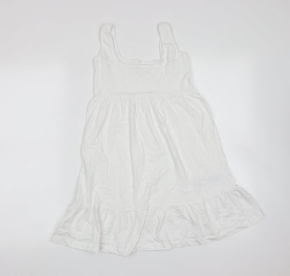 MNG Womens White  Cotton Trapeze & Swing  Size 2XS  Round Neck