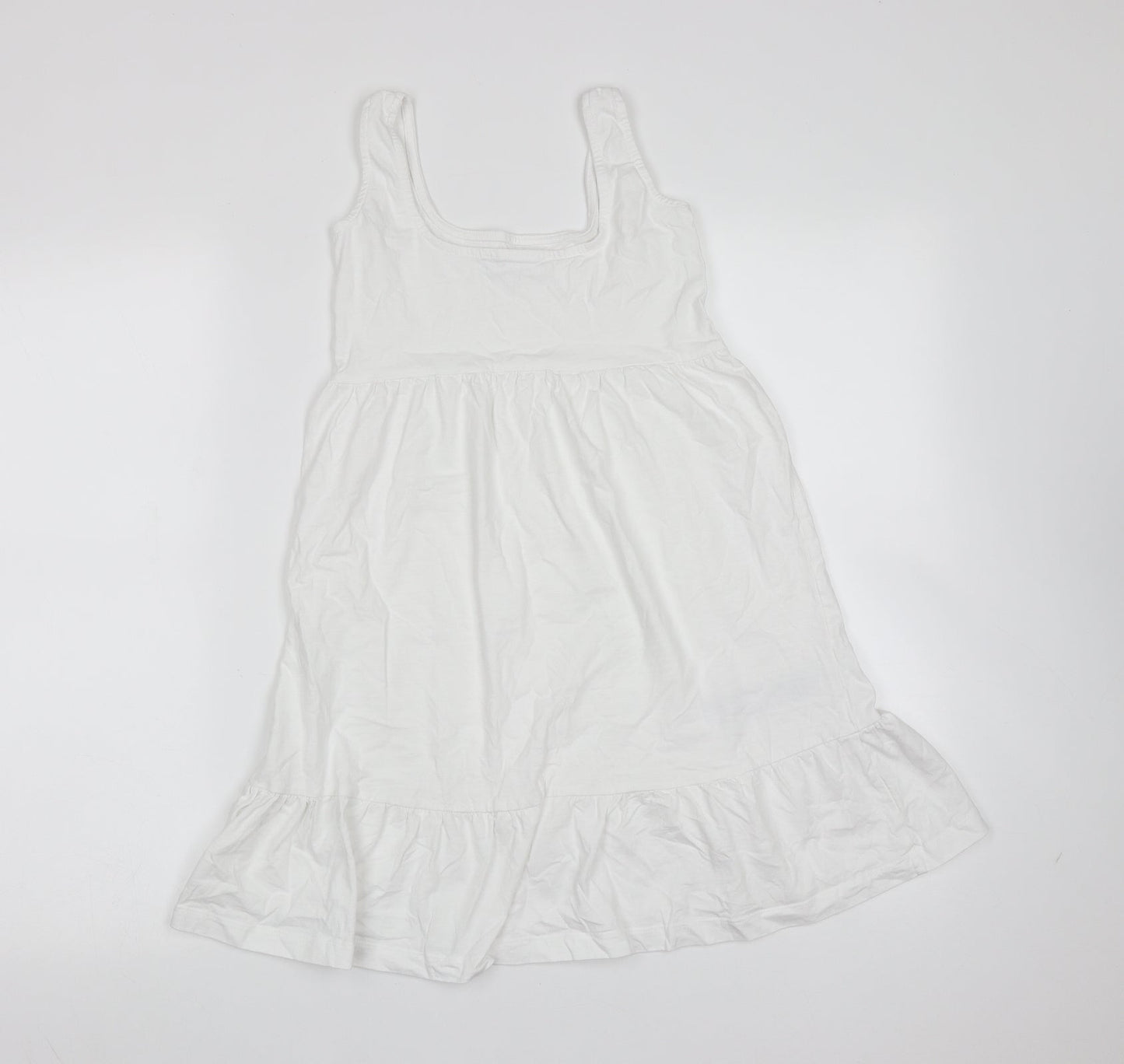 MNG Womens White  Cotton Trapeze & Swing  Size 2XS  Round Neck