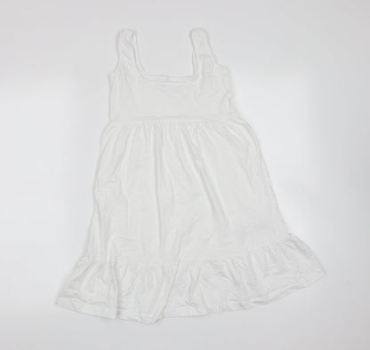 MNG Womens White  Cotton Trapeze & Swing  Size 2XS  Round Neck