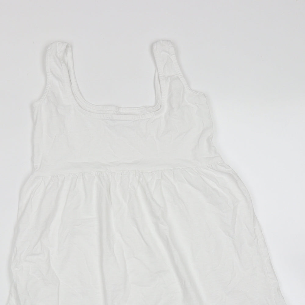 MNG Womens White  Cotton Trapeze & Swing  Size 2XS  Round Neck