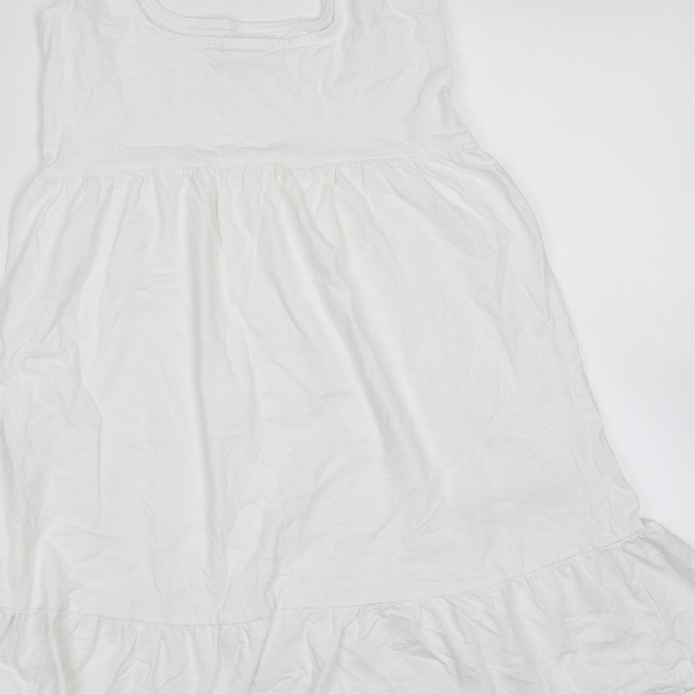 MNG Womens White  Cotton Trapeze & Swing  Size 2XS  Round Neck