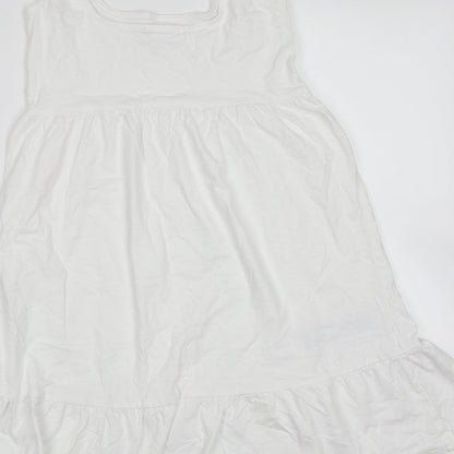 MNG Womens White  Cotton Trapeze & Swing  Size 2XS  Round Neck
