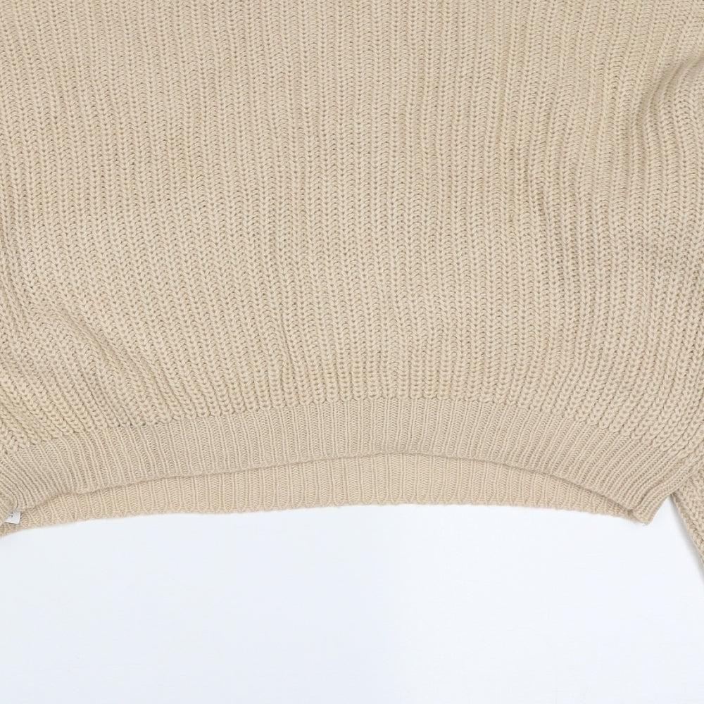 Missguided Womens Beige Round Neck  Acrylic Pullover Jumper Size M