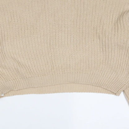 Missguided Womens Beige Round Neck  Acrylic Pullover Jumper Size M