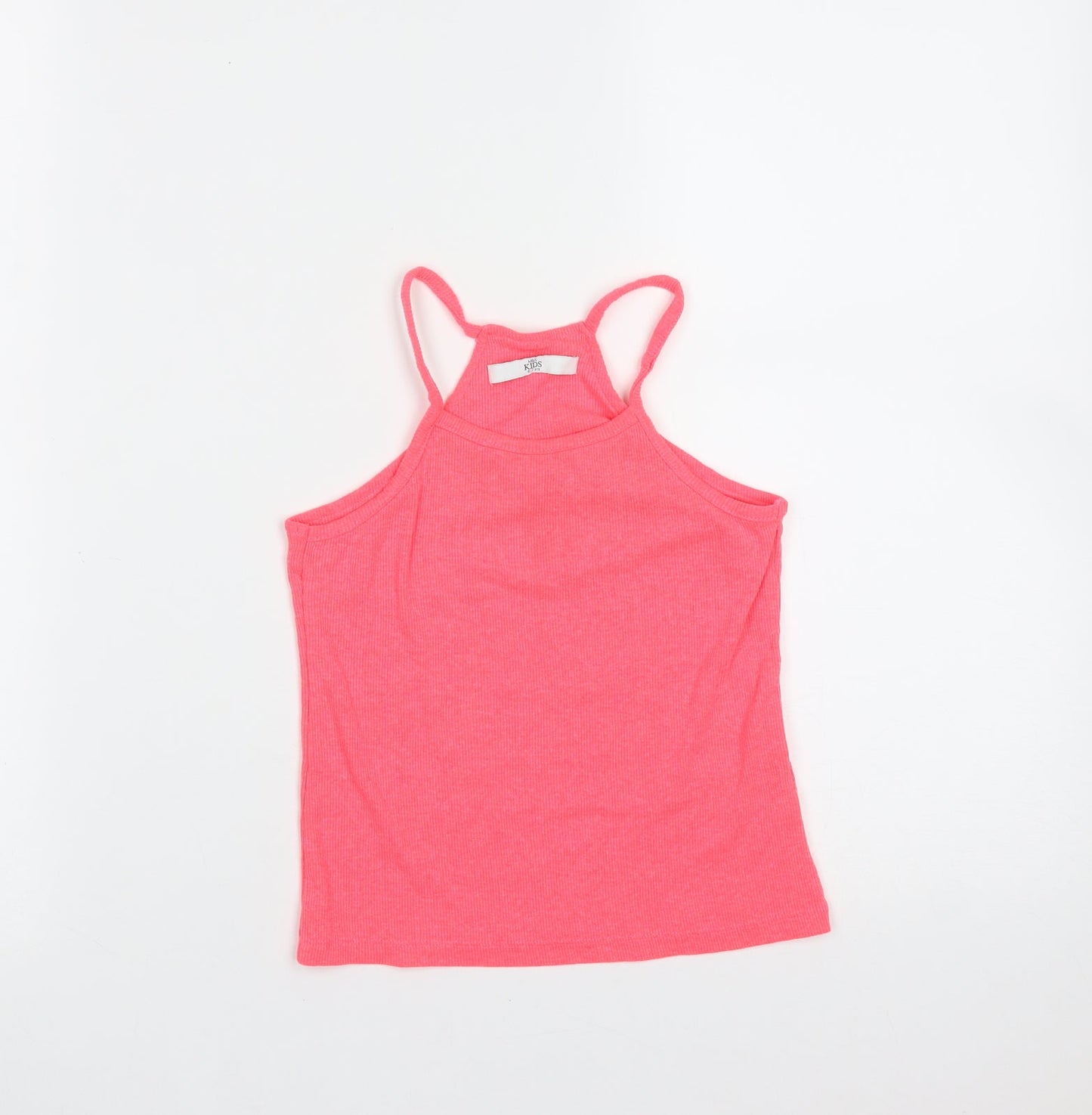 Marks and Spencer Girls Pink  Polyester Basic Tank Size 6-7 Years Round Neck