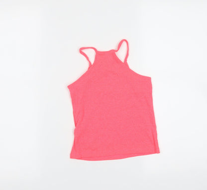 Marks and Spencer Girls Pink  Polyester Basic Tank Size 6-7 Years Round Neck
