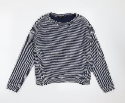 New Look Girls Blue Striped Cotton Pullover Sweatshirt Size 12-13 Years