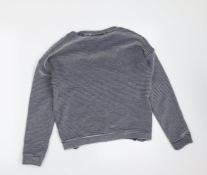 New Look Girls Blue Striped Cotton Pullover Sweatshirt Size 12-13 Years