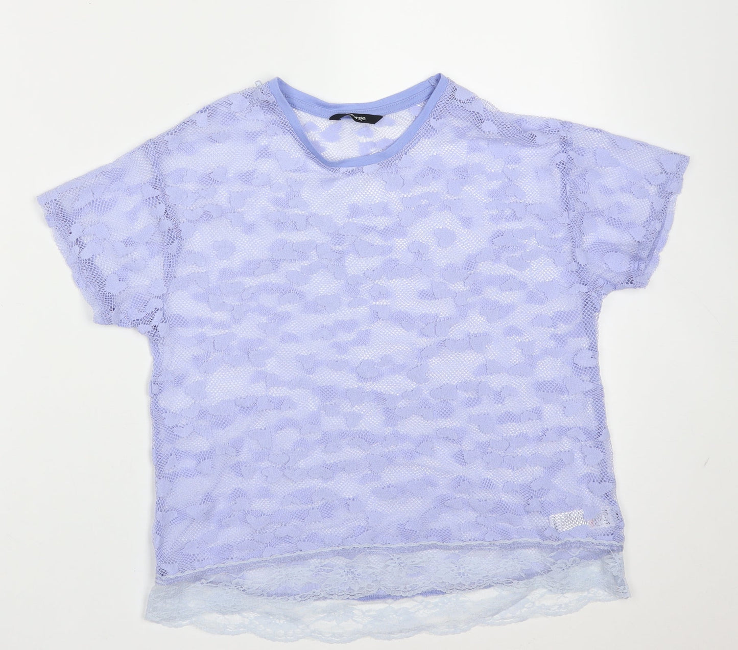 George Girls Purple  Polyester Basic Blouse Size 10-11 Years Round Neck  - heart pattern