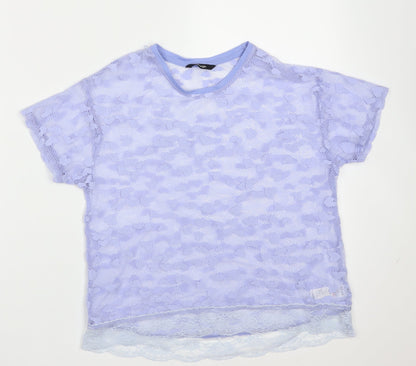 George Girls Purple  Polyester Basic Blouse Size 10-11 Years Round Neck  - heart pattern