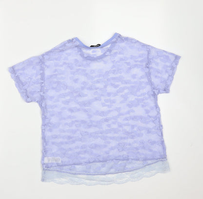 George Girls Purple  Polyester Basic Blouse Size 10-11 Years Round Neck  - heart pattern