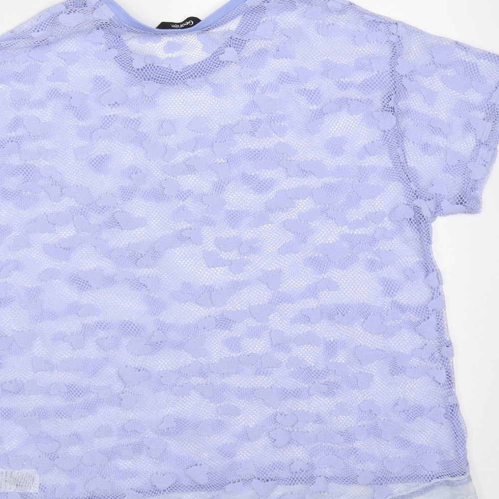 George Girls Purple  Polyester Basic Blouse Size 10-11 Years Round Neck  - heart pattern