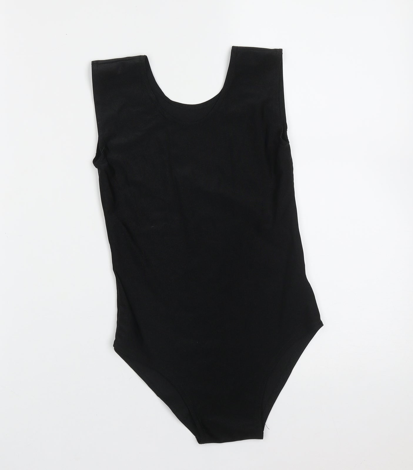 Preworn Girls Black  Nylon Leotard One-Piece Size 7-8 Years