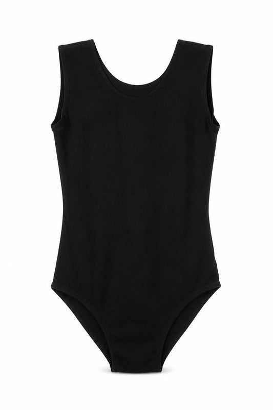 Preworn Girls Black  Nylon Leotard One-Piece Size 7-8 Years