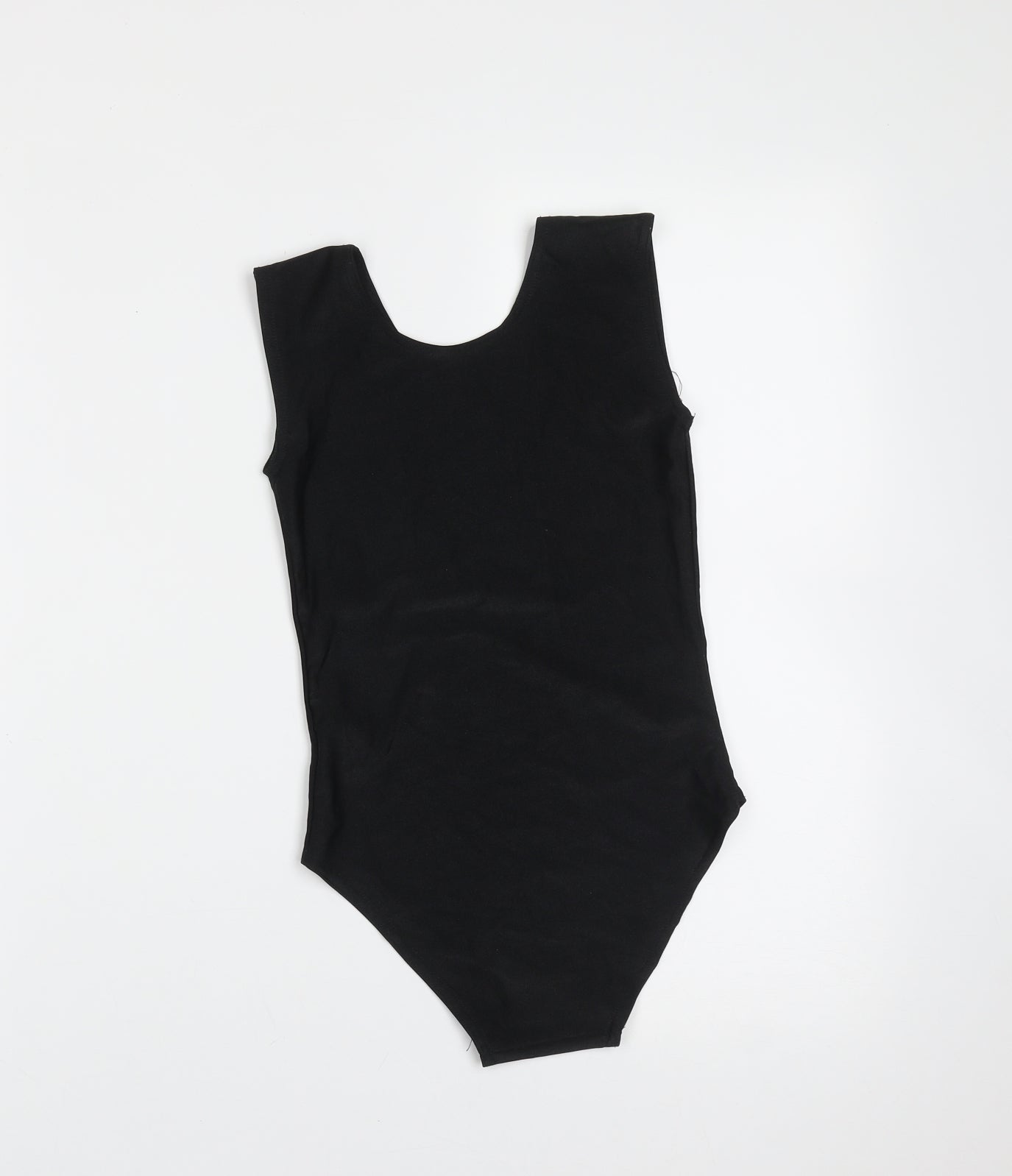 Preworn Girls Black  Nylon Leotard One-Piece Size 7-8 Years